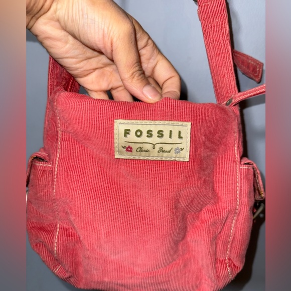Fossil Handbags - Fossil VTG Watermelon Pink Corduroy Crossbody Bag EUC